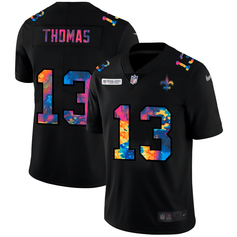 NFL New Orleans Saints #13 Michael Thomas Men Nike MultiColor Black 2020 Crucial Catch Vapor Untouchable Limited Jersey
